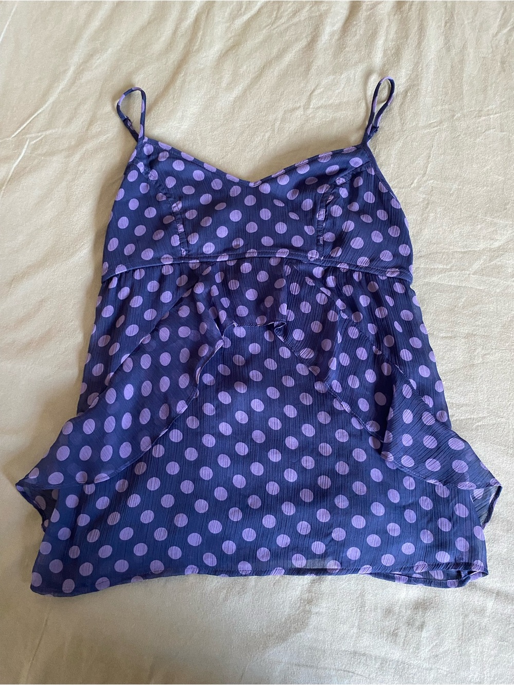American Eagle Purple Polka Dot Spaghetti Strap Tank Top